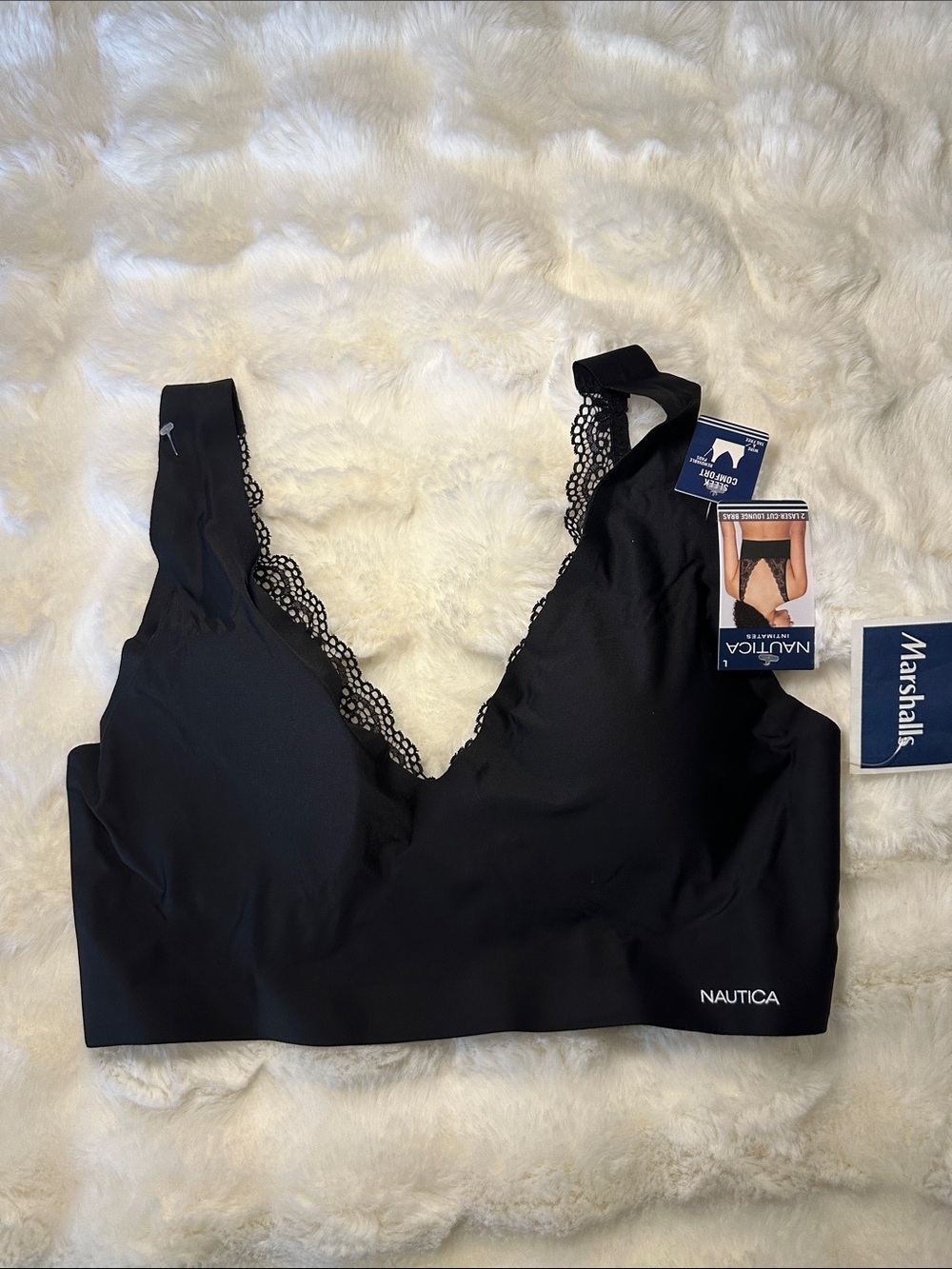 Nautica Black Lace-Trim Wireless Bralette